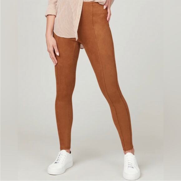Spanx faux suede leggings small rich caramel NEW small - Picture 4 of 13